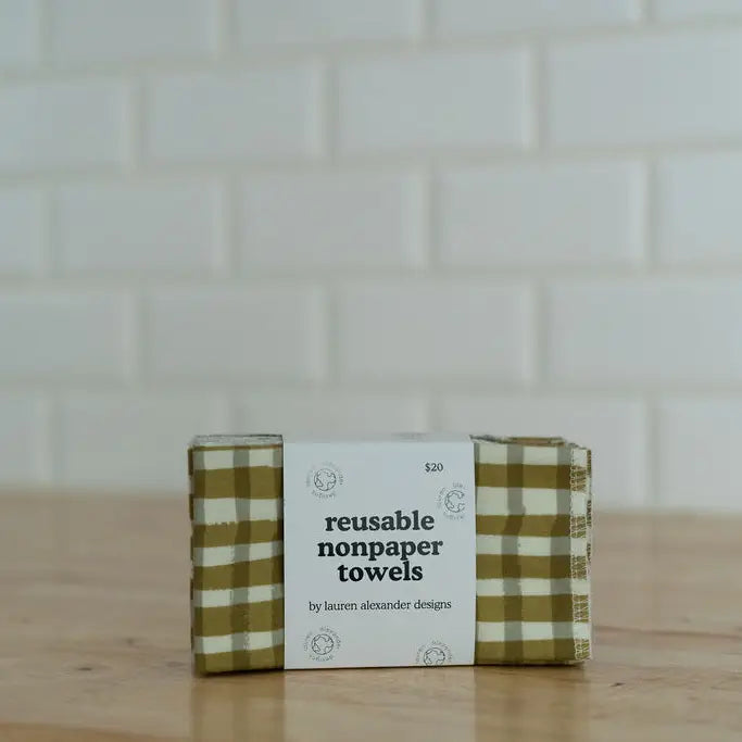 Reusable Paper Towels - Green Gingham