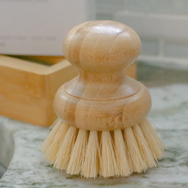 Home Kitchen Dish Brush Bamboo Handle Dish Scrubber Built-in