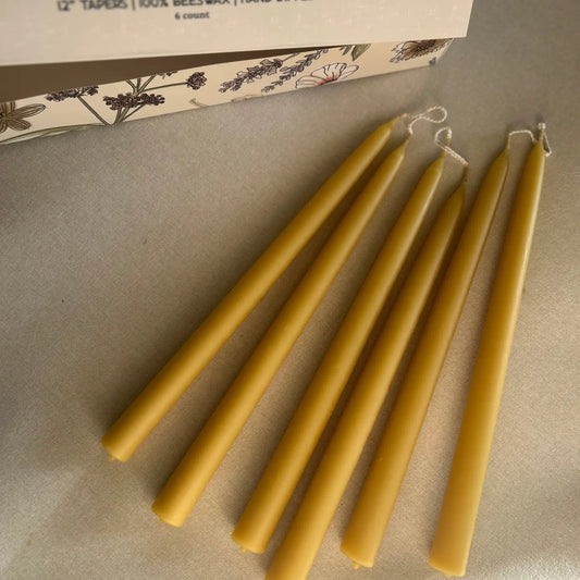 Hand Dipped 12" Taper Candles - 6 pack