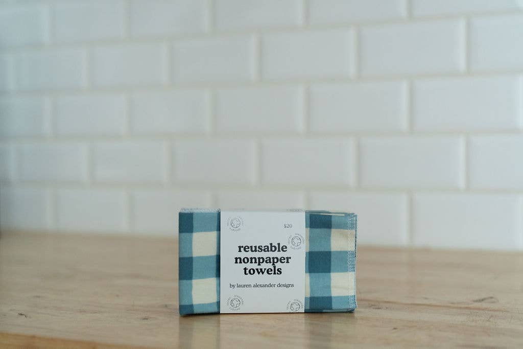 Reusable Paper Towels - Blue Gingham