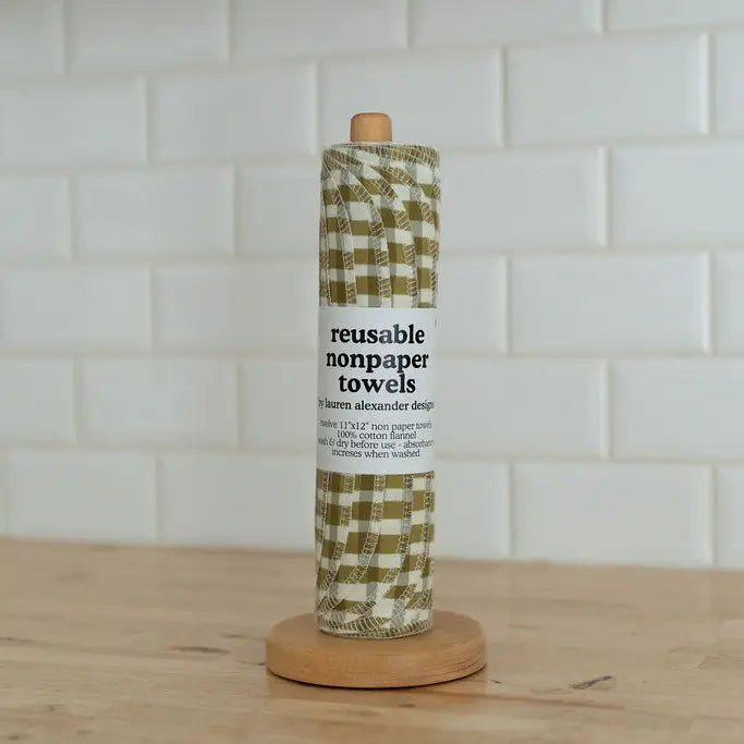 Reusable Paper Towels - Green Gingham