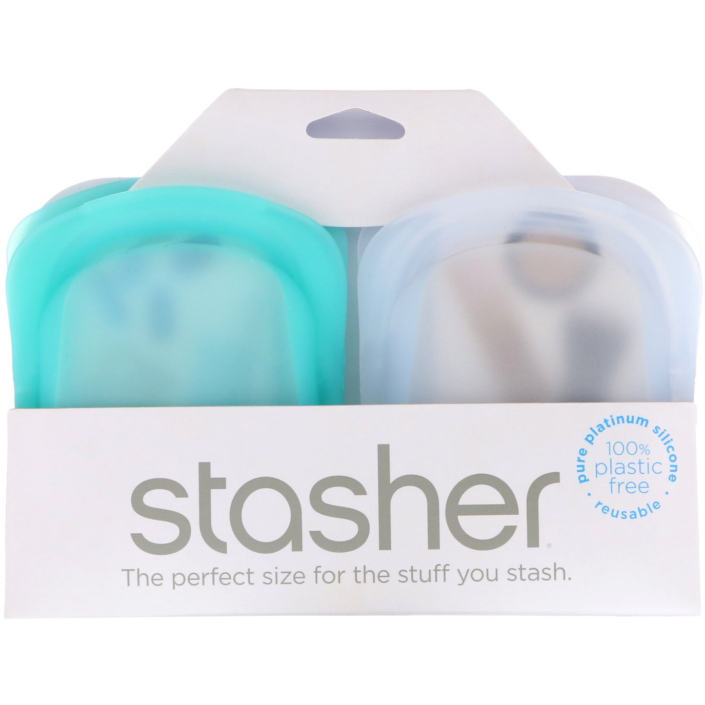 Stasher Bag: Pocket, Clear & Aqua, 2 Pack, 4 oz